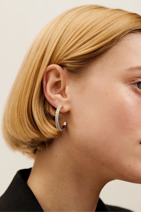 MELLIA-Jewellery-Medium Double Crystal Hoop Earrings- Ted Baker Romania